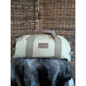 Eddie Bauer Canvas Overnight Duffle Bag Men's Tan Women's Leather Camping Gym
